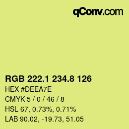 カラーコード: RGB 222.1 234.8 126 | qconv.com