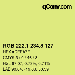 カラーコード: RGB 222.1 234.8 127 | qconv.com