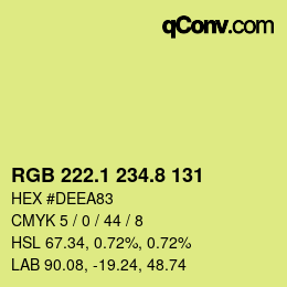 カラーコード: RGB 222.1 234.8 131 | qconv.com