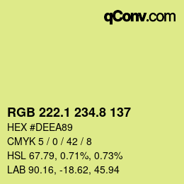 カラーコード: RGB 222.1 234.8 137 | qconv.com