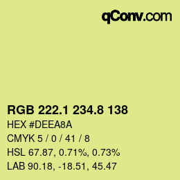 カラーコード: RGB 222.1 234.8 138 | qconv.com