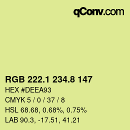 カラーコード: RGB 222.1 234.8 147 | qconv.com