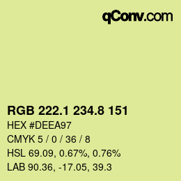 カラーコード: RGB 222.1 234.8 151 | qconv.com