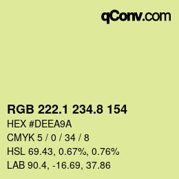 カラーコード: RGB 222.1 234.8 154 | qconv.com