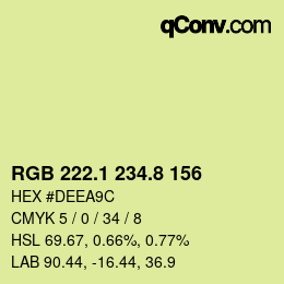 カラーコード: RGB 222.1 234.8 156 | qconv.com