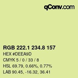 カラーコード: RGB 222.1 234.8 157 | qconv.com