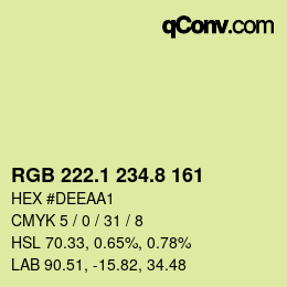 カラーコード: RGB 222.1 234.8 161 | qconv.com