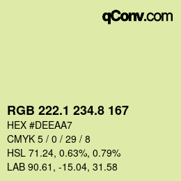 カラーコード: RGB 222.1 234.8 167 | qconv.com