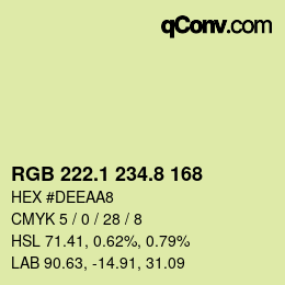 カラーコード: RGB 222.1 234.8 168 | qconv.com