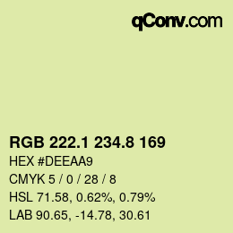 カラーコード: RGB 222.1 234.8 169 | qconv.com