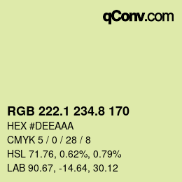 Color code: RGB 222.1 234.8 170 | qconv.com