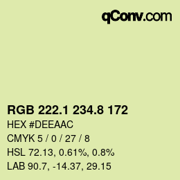 カラーコード: RGB 222.1 234.8 172 | qconv.com