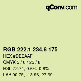 Color code: RGB 222.1 234.8 175 | qconv.com