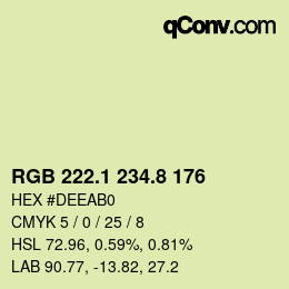 カラーコード: RGB 222.1 234.8 176 | qconv.com