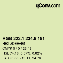 カラーコード: RGB 222.1 234.8 181 | qconv.com