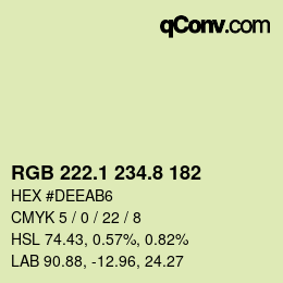 カラーコード: RGB 222.1 234.8 182 | qconv.com