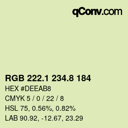 Farbcode: RGB 222.1 234.8 184 | qconv.com