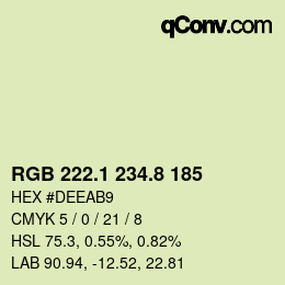 Color code: RGB 222.1 234.8 185 | qconv.com
