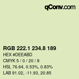 Color code: RGB 222.1 234.8 189 | qconv.com