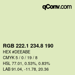 Color code: RGB 222.1 234.8 190 | qconv.com