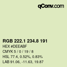 Color code: RGB 222.1 234.8 191 | qconv.com