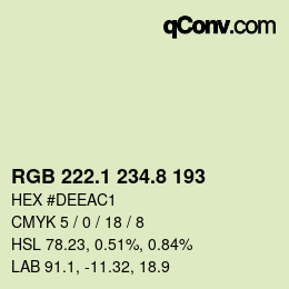 カラーコード: RGB 222.1 234.8 193 | qconv.com