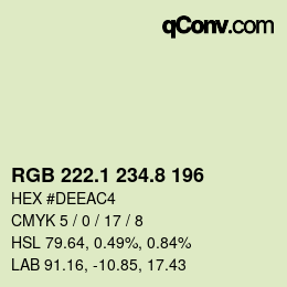 Color code: RGB 222.1 234.8 196 | qconv.com