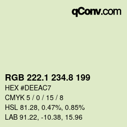 カラーコード: RGB 222.1 234.8 199 | qconv.com