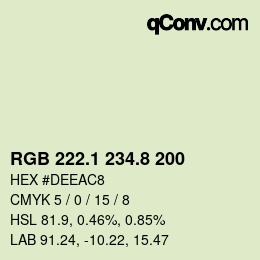 カラーコード: RGB 222.1 234.8 200 | qconv.com