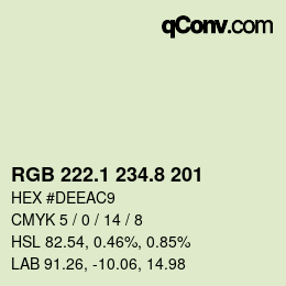 Color code: RGB 222.1 234.8 201 | qconv.com