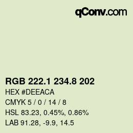 Color code: RGB 222.1 234.8 202 | qconv.com