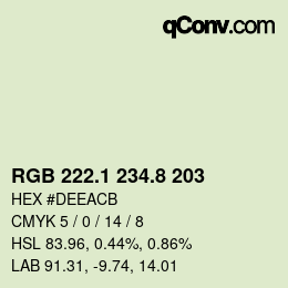 Color code: RGB 222.1 234.8 203 | qconv.com