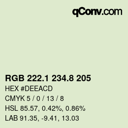 Color code: RGB 222.1 234.8 205 | qconv.com