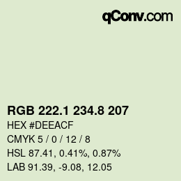 カラーコード: RGB 222.1 234.8 207 | qconv.com