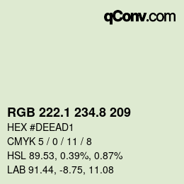 カラーコード: RGB 222.1 234.8 209 | qconv.com