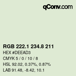 Color code: RGB 222.1 234.8 211 | qconv.com