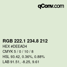 カラーコード: RGB 222.1 234.8 212 | qconv.com