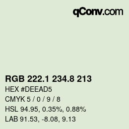 Color code: RGB 222.1 234.8 213 | qconv.com