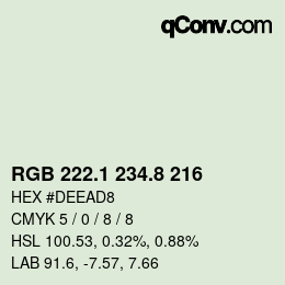 Color code: RGB 222.1 234.8 216 | qconv.com