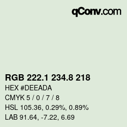 Color code: RGB 222.1 234.8 218 | qconv.com