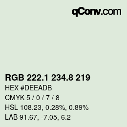 カラーコード: RGB 222.1 234.8 219 | qconv.com