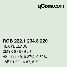 Color code: RGB 222.1 234.8 220 | qconv.com