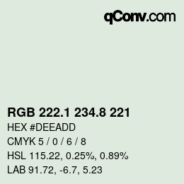 Color code: RGB 222.1 234.8 221 | qconv.com