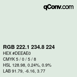 カラーコード: RGB 222.1 234.8 224 | qconv.com