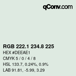 Color code: RGB 222.1 234.8 225 | qconv.com