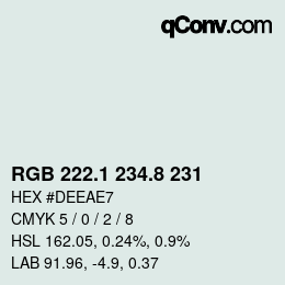 Code couleur: RGB 222.1 234.8 231 | qconv.com