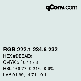 カラーコード: RGB 222.1 234.8 232 | qconv.com