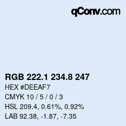 Color code: RGB 222.1 234.8 247 | qconv.com