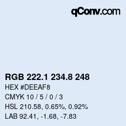 Color code: RGB 222.1 234.8 248 | qconv.com