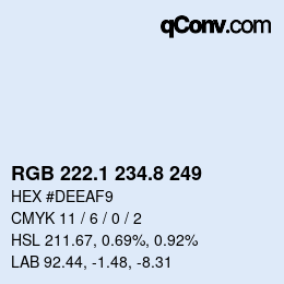 Código de color: RGB 222.1 234.8 249 | qconv.com